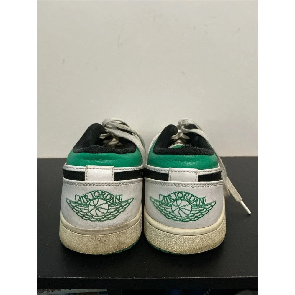 Air Jordan 1 Low Mens White Green Sneakers 553558-129 Size 10.5